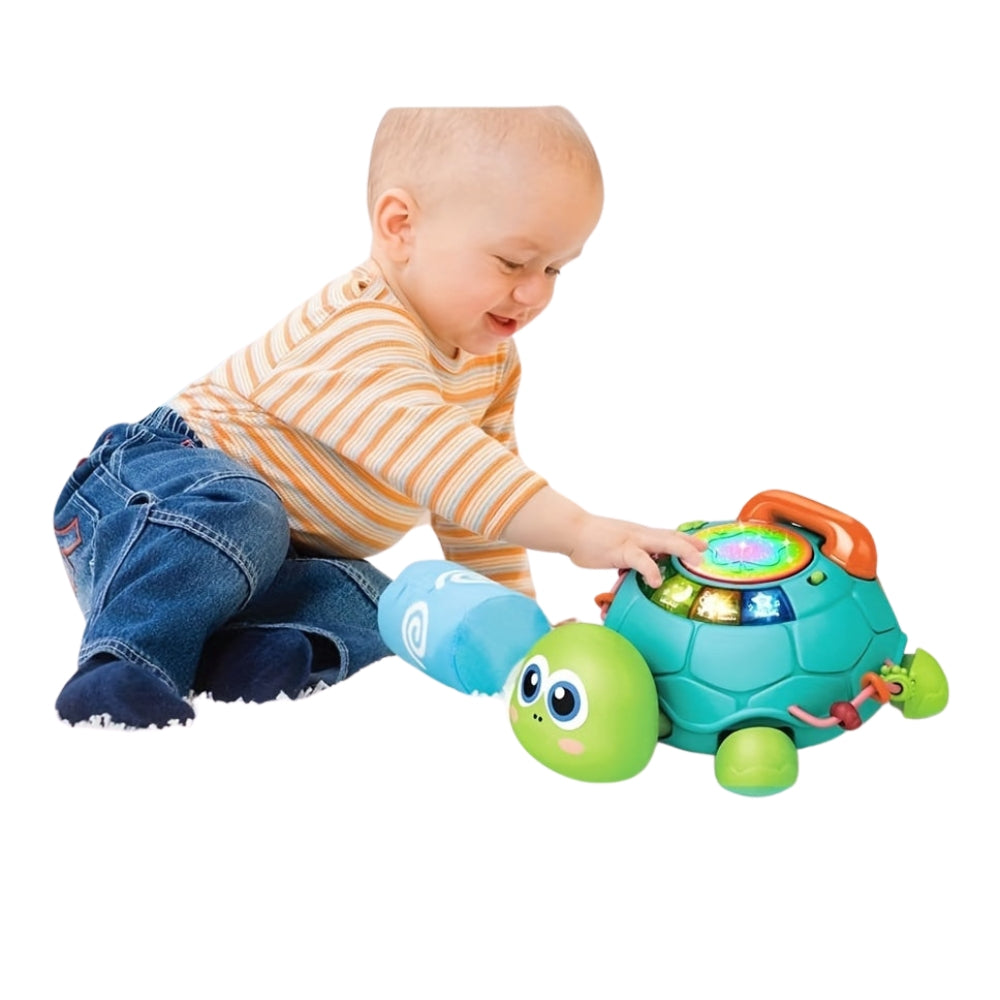 Interactive Turtle Baby Toy with Music Learning Button and Pretend Phone