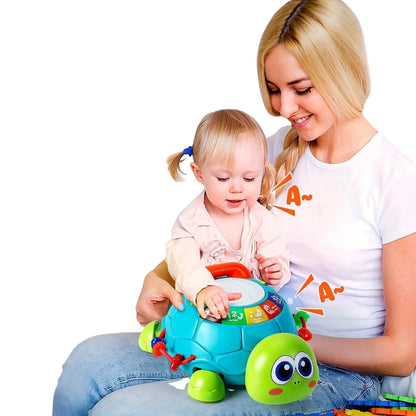Interactive Turtle Baby Toy with Music Learning Button and Pretend Phone