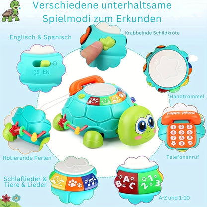 Interactive Turtle Baby Toy with Music Learning Button and Pretend Phone