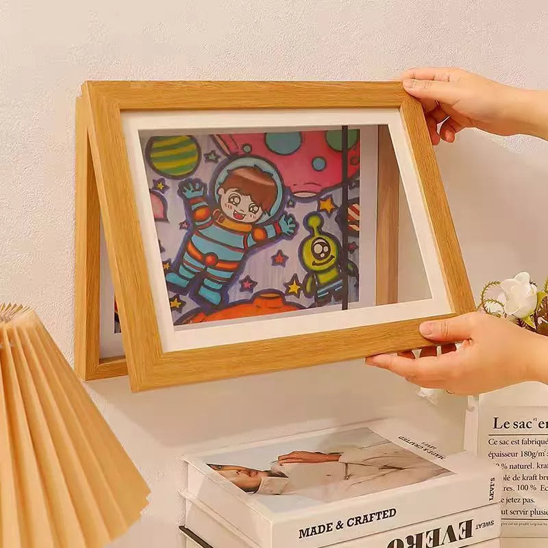 Kids Artwork Display Frame Front Opening Wall Art Storage Frame Holds 150 Drawings