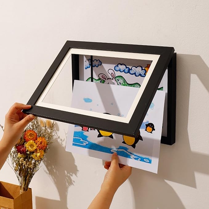 Kids Artwork Display Frame Front Opening Wall Art Storage Frame Holds 150 Drawings