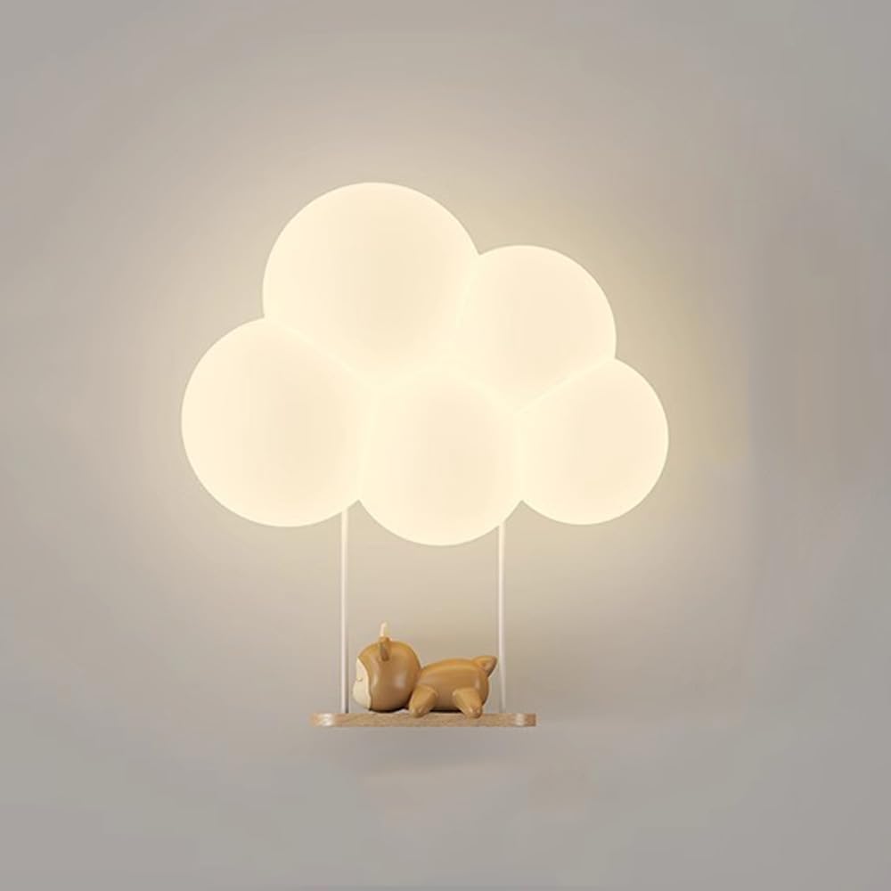 LED-natlampe til børn med sky, vægmonteret, varm hvid lampe til soveværelse