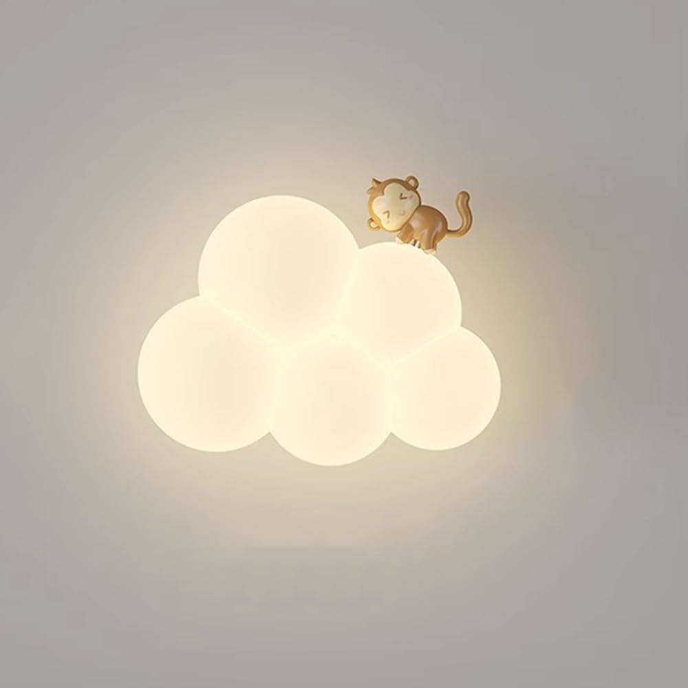 LED-natlampe til børn med sky, vægmonteret, varm hvid lampe til soveværelse