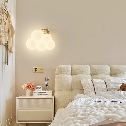 LED-natlampe til børn med sky, vægmonteret, varm hvid lampe til soveværelse