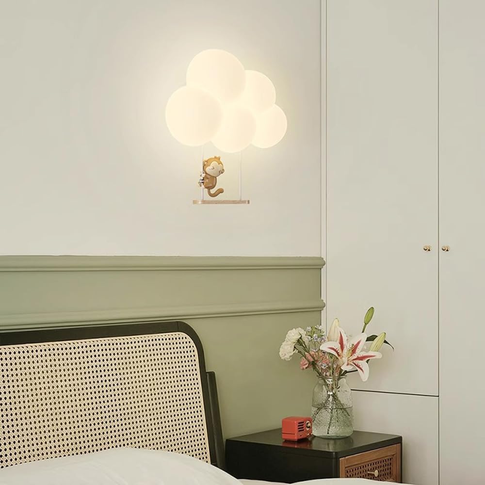 LED-natlampe til børn med sky, vægmonteret, varm hvid lampe til soveværelse