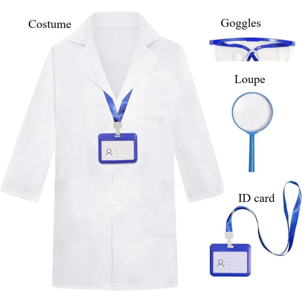 Kids Doctor Lab Coat Halloween Costume Set For Role Play And Parties
