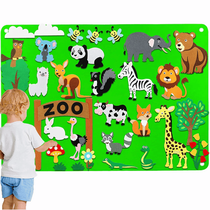 Kids Felt Story Board Animal Storytelling Play Set Interactive Learning Toy for Creative Play and Travel