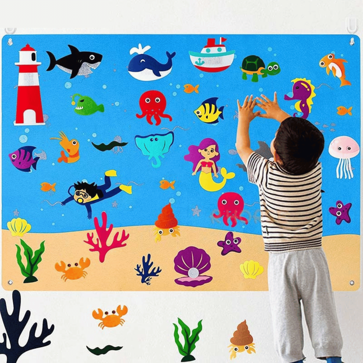 Kids Felt Story Board Animal Storytelling Play Set Interactive Learning Toy for Creative Play and Travel