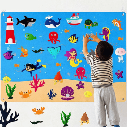 Kids Felt Story Board Animal Storytelling Play Set Interactive Learning Toy for Creative Play and Travel