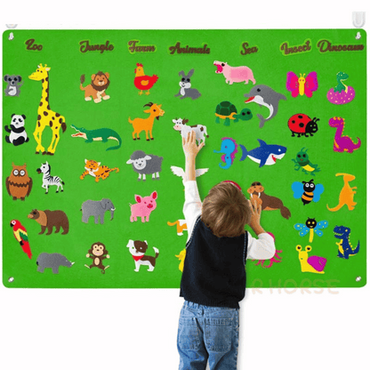 Kids Felt Story Board Animal Storytelling Play Set Interactive Learning Toy for Creative Play and Travel