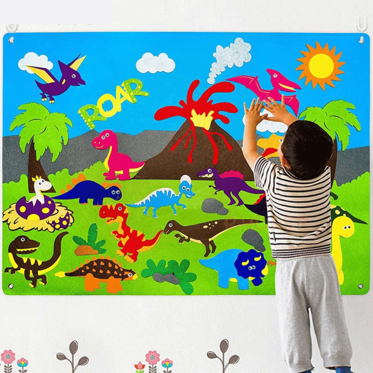Kids Felt Story Board Animal Storytelling Play Set Interactive Learning Toy for Creative Play and Travel