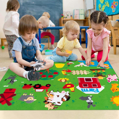 Kids Felt Story Board Animal Storytelling Play Set Interactive Learning Toy for Creative Play and Travel