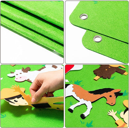 Kids Felt Story Board Animal Storytelling Play Set Interactive Learning Toy for Creative Play and Travel