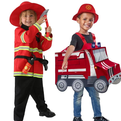 Kids Firefighter Truck Halloween Costume Role Play Outfit