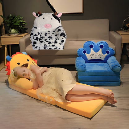 Kids Foldable Sofa Chair for Children Soft Plush Toddler Couch with Memory Foam Cushion for Playroom Bedroom
