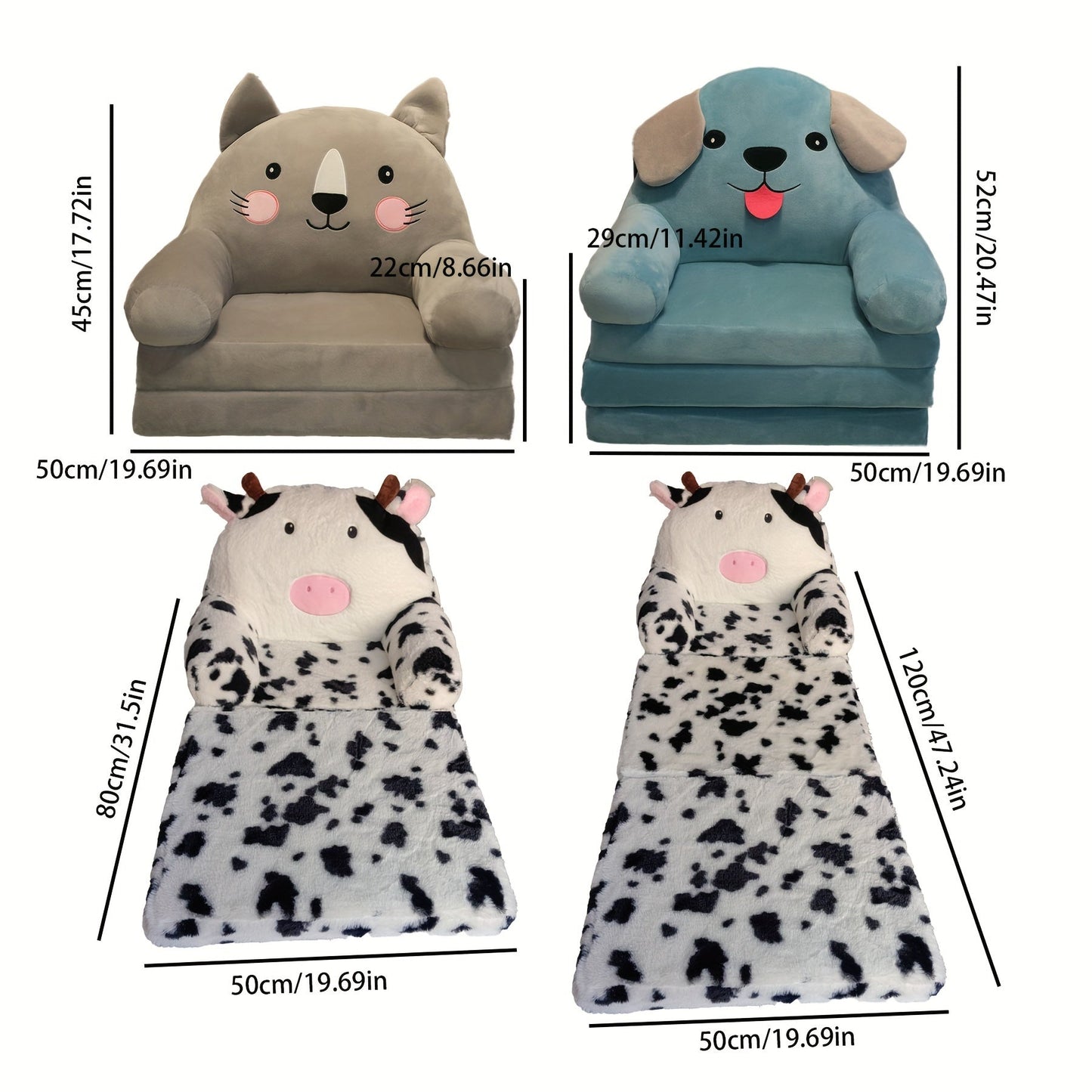 Kids Foldable Sofa Chair for Children Soft Plush Toddler Couch with Memory Foam Cushion for Playroom Bedroom