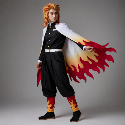 Anime-cosplaykostume til børn til Halloween med flammekappe og bensvøb