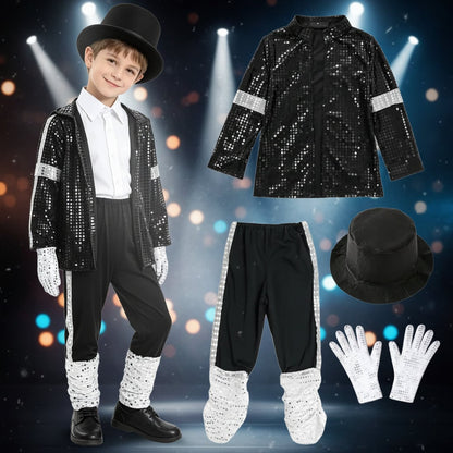 Costume cosplay con paillettes per bambini, outfit da festa e danza per spettacoli