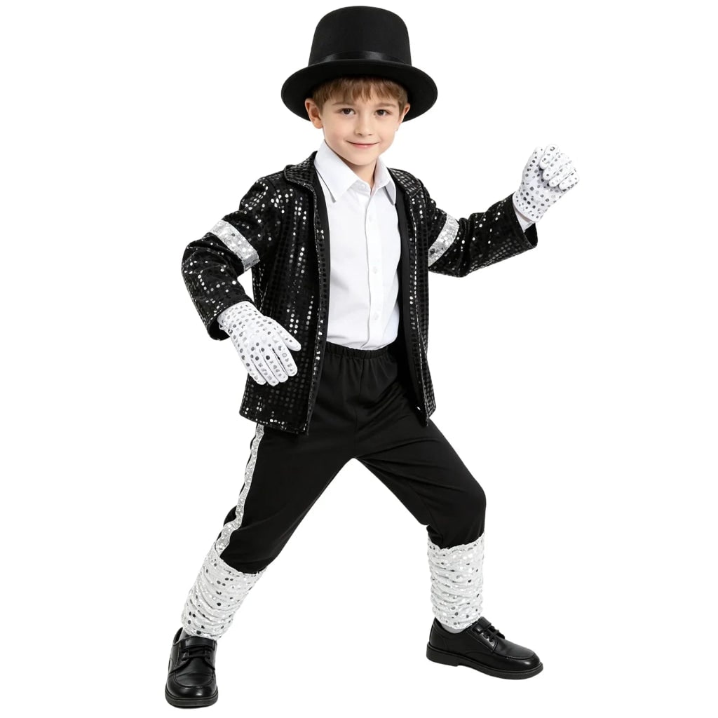 Costume cosplay con paillettes per bambini, outfit da festa e danza per spettacoli