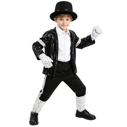 Costume cosplay con paillettes per bambini, outfit da festa e danza per spettacoli