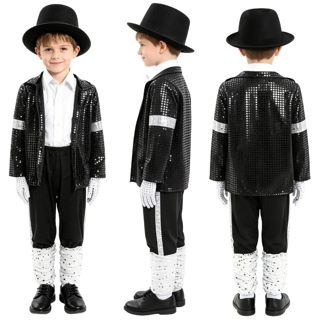 Costume cosplay con paillettes per bambini, outfit da festa e danza per spettacoli