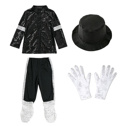 Costume cosplay con paillettes per bambini, outfit da festa e danza per spettacoli