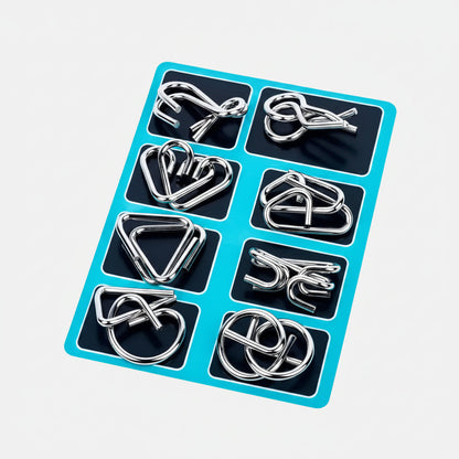 Kids Metal Brain Teaser Puzzle Set Logic Games