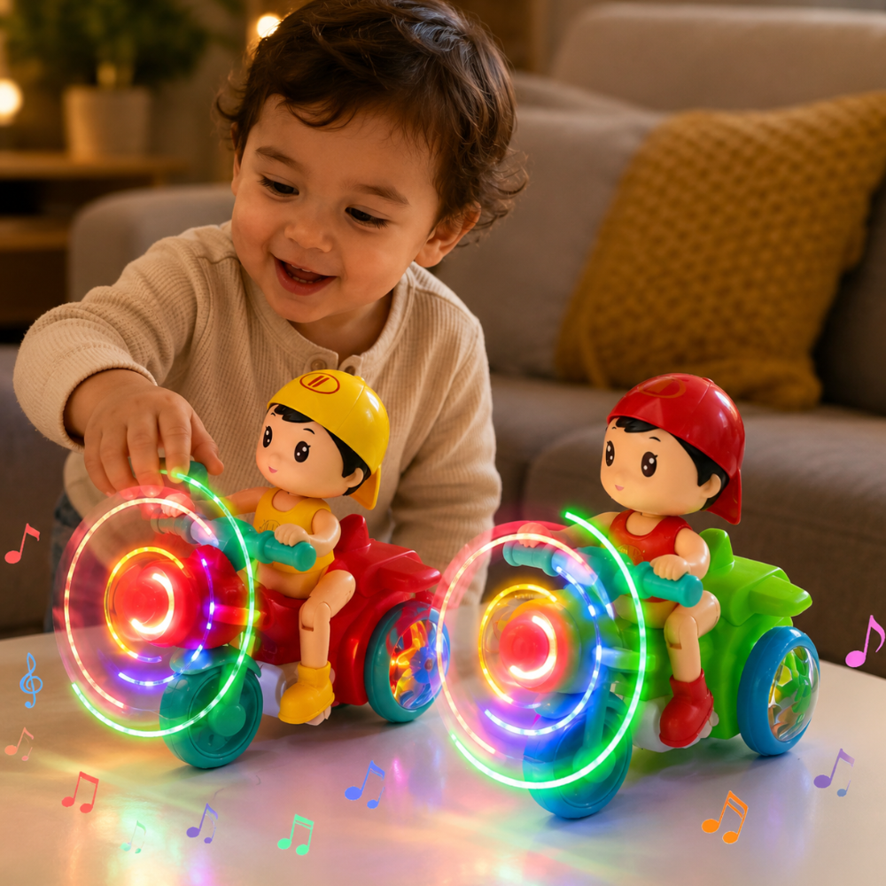 Kids Musical Light Up Spinning Motorcycle Toy