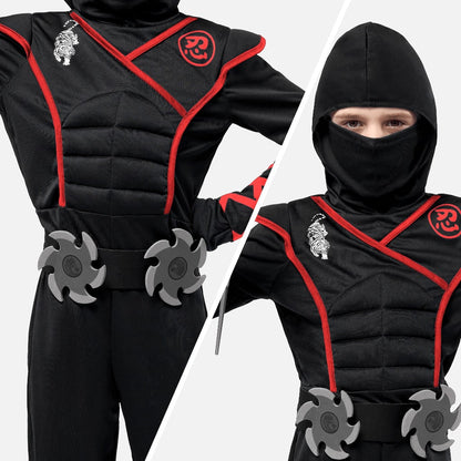 Set costume da ninja per bambini per Halloween con maschera, cintura e guanti