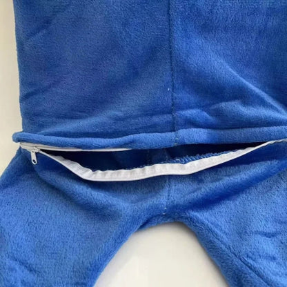 Costume da mostro in peluche per bambini, tuta con cappuccio per Halloween e feste