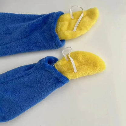 Costume da mostro in peluche per bambini, tuta con cappuccio per Halloween e feste