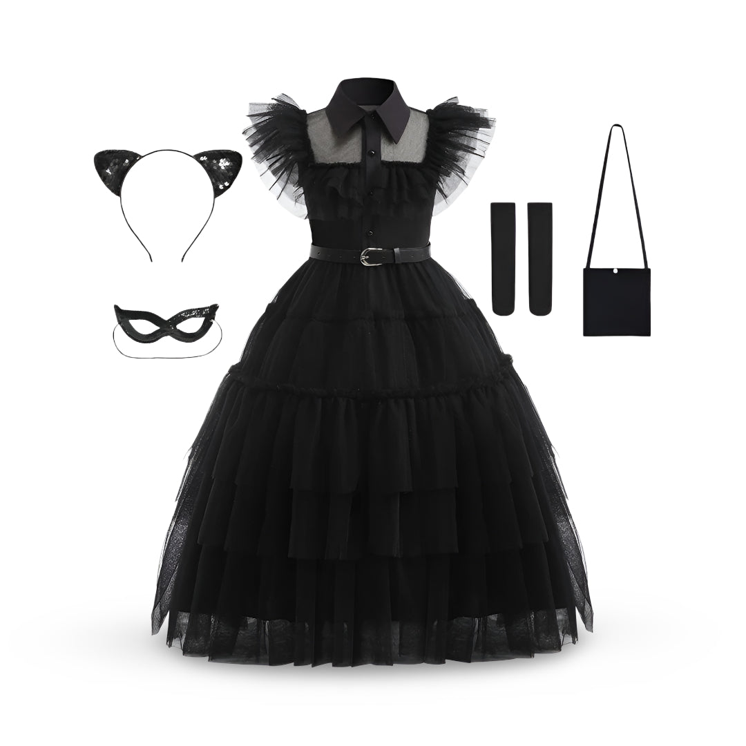 Kids Princess Halloween Costume Dress Layered Party Outfit