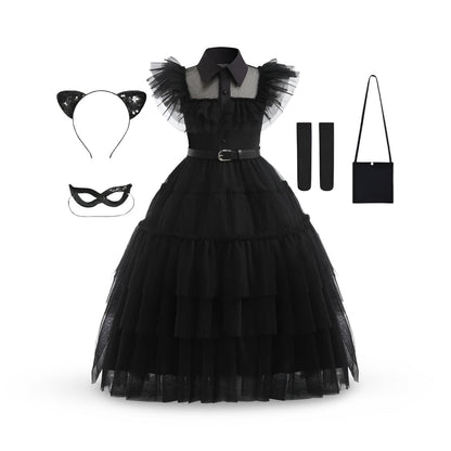 Kids Princess Halloween Costume Dress Layered Party Outfit
