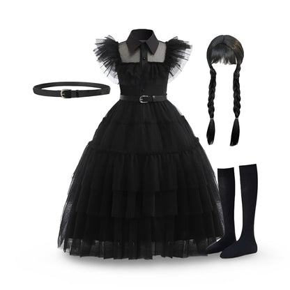 Kids Princess Halloween Costume Dress Layered Party Outfit