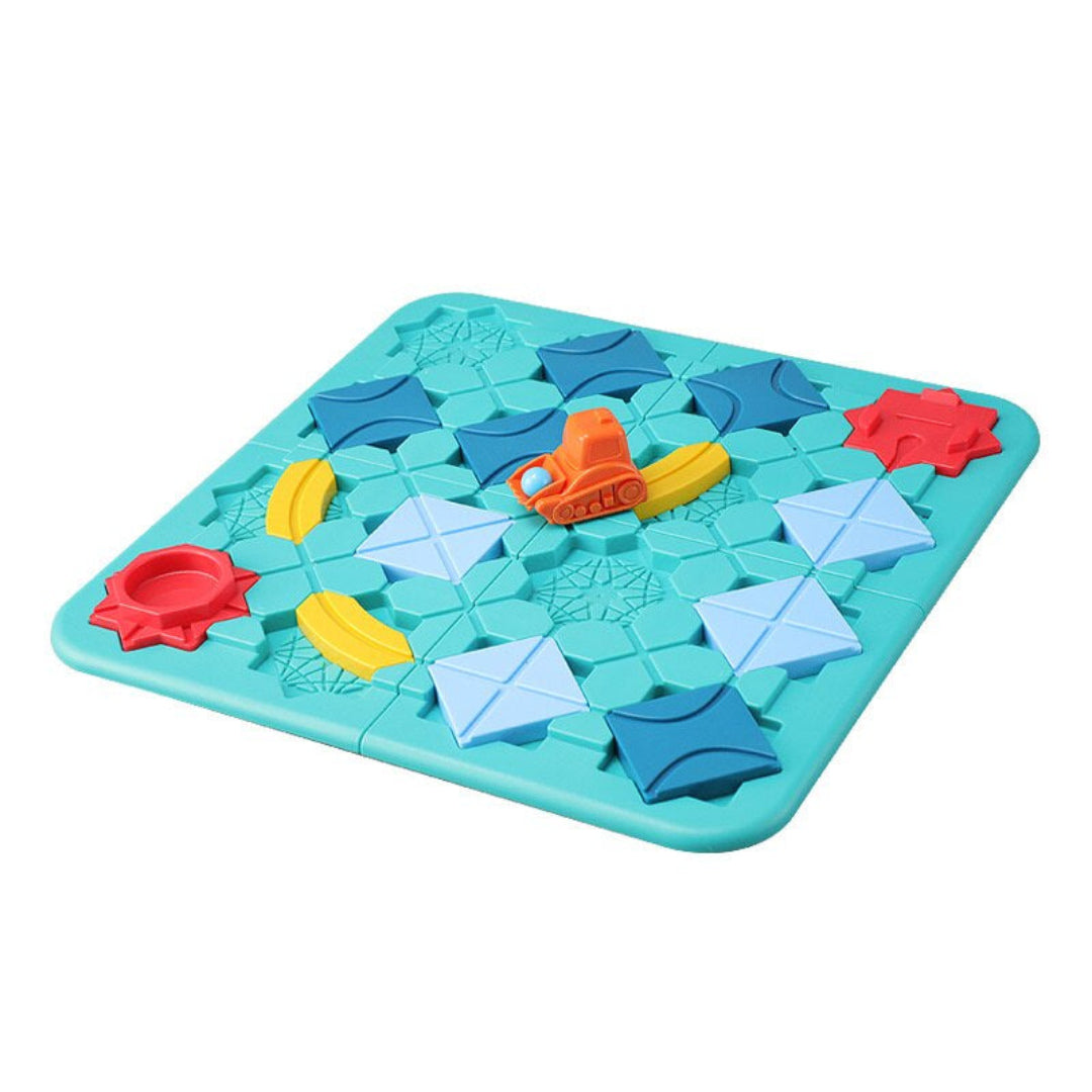 Kids Puzzle Car Track Building Game with Logic Blocks and Problem Solving Challenges