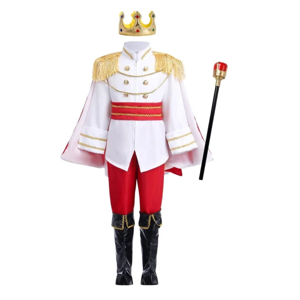 Kids Royal Prince Halloween Costume Outfit Set With Cape