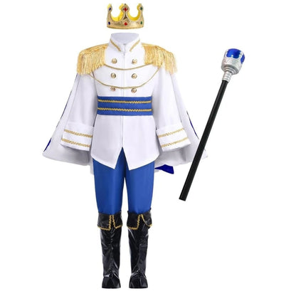 Kids Royal Prince Halloween Costume Outfit Set With Cape