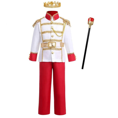 Kids Royal Prince Halloween Costume Outfit Set With Cape