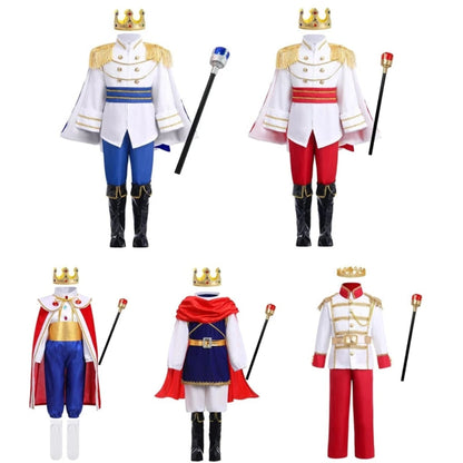 Kids Royal Prince Halloween Costume Outfit Set With Cape