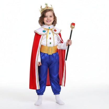 Kids Royal Prince Halloween Costume Outfit Set With Cape
