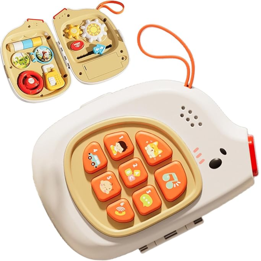 Kids Sensory Learning Phone Toy with Music Lights and Textured Interactive Buttons
