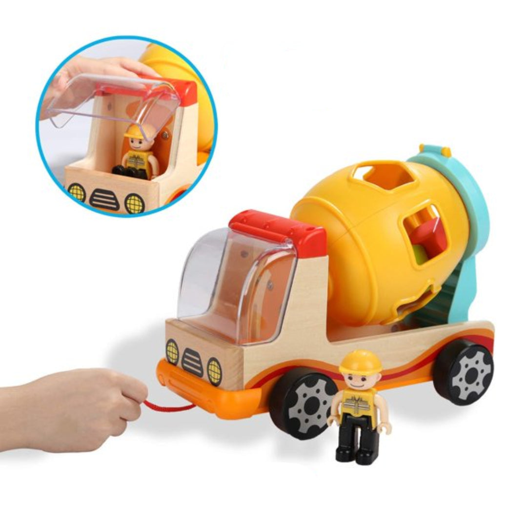 Kids Shape Sorting Dump Truck Toy with Spinning Mixer and Educational Learning Blocks