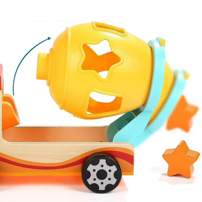 Kids Shape Sorting Dump Truck Toy with Spinning Mixer and Educational Learning Blocks