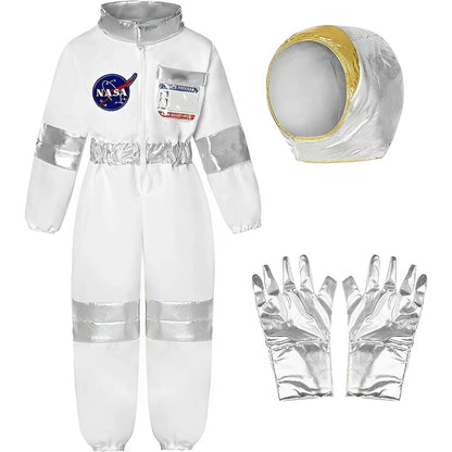 Tuta costume di Halloween da astronauta esploratore dello spazio per bambini, outfit per travestimenti
