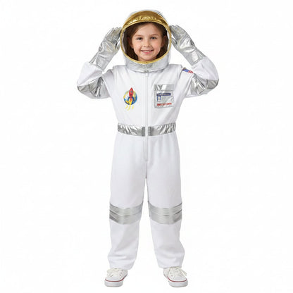 Tuta costume di Halloween da astronauta esploratore dello spazio per bambini, outfit per travestimenti