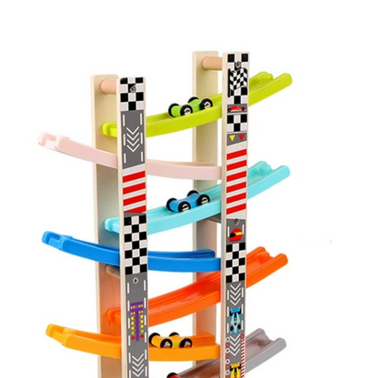 Kids Steering Wheel Car Ramp Racing Toy for Motor Skills Hand Eye Coordination and Learning