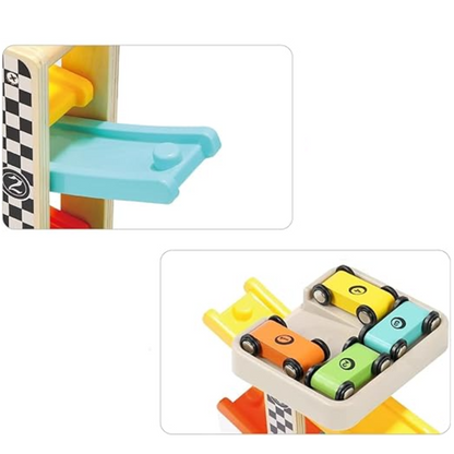 Kids Steering Wheel Car Ramp Racing Toy for Motor Skills Hand Eye Coordination and Learning