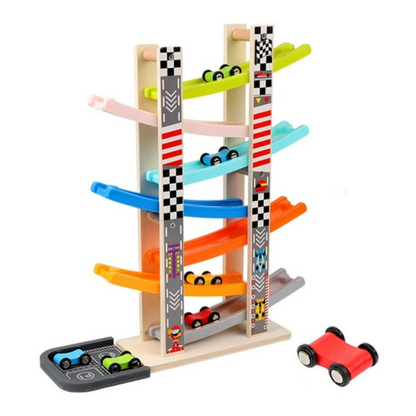 Kids Steering Wheel Car Ramp Racing Toy for Motor Skills Hand Eye Coordination and Learning
