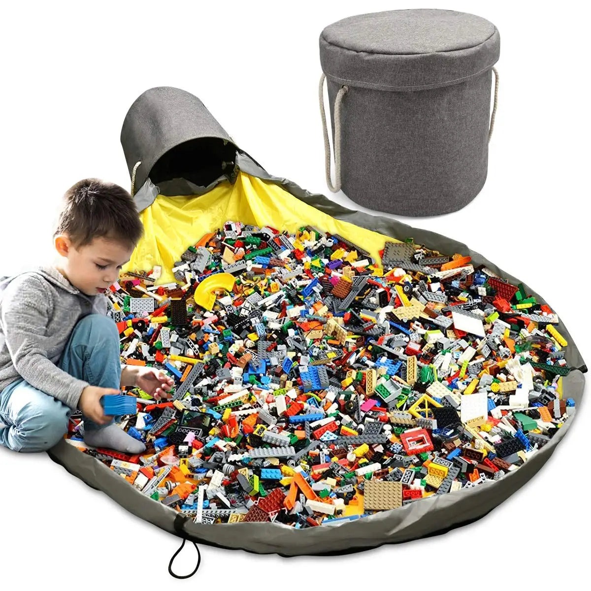 Kids Toy Storage Bag Drawstring Play Mat Organizer Large Toy Storage Tote for Easy Cleanup