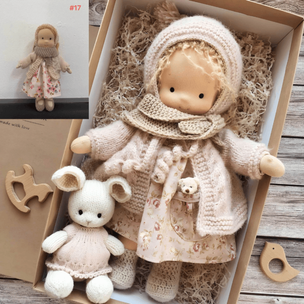 Bambola di peluche per bambini in stile Waldorf, cucita a mano, morbida, compagna di giochi creativi